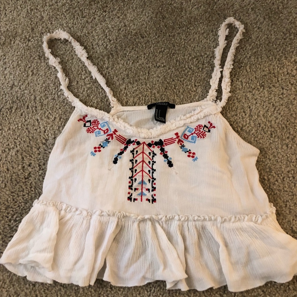 Floral white crop top from forever 21!